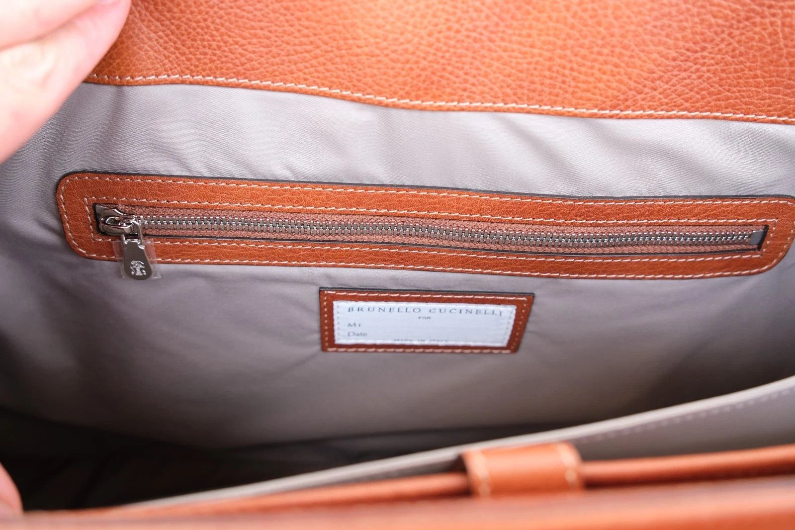 Brunello Cucinelli New Brunello Cucinelli Brown Grained Leather Briefcase Bag Size ONE SIZE - 7 Thumbnail