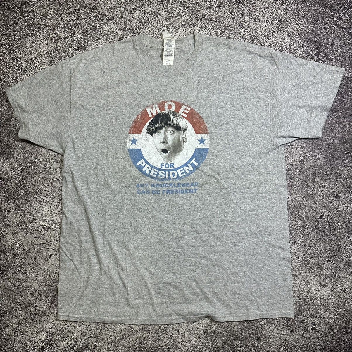Vintage THE THREE STOOGES VINTAGE TSHIRT " MOE FOR PRESIDENT!" Size US XL / EU 56 / 4 - 1 Thumbnail