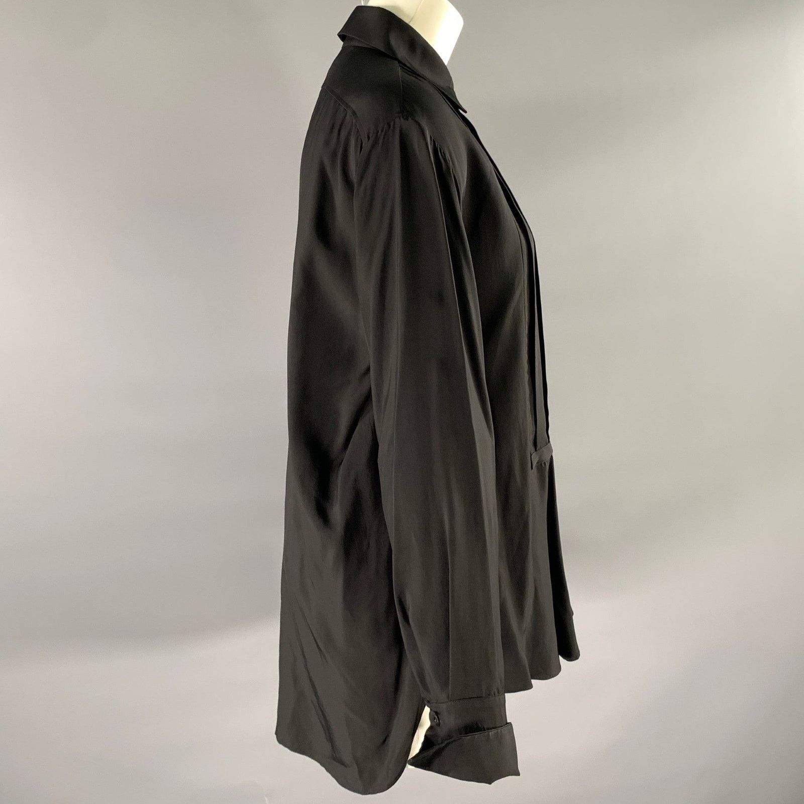 Jil Sander JIL SANDER Size XS Black Viscose Pleated Shirt Size XS / US 0-2 / IT 36-38 - 3 Thumbnail