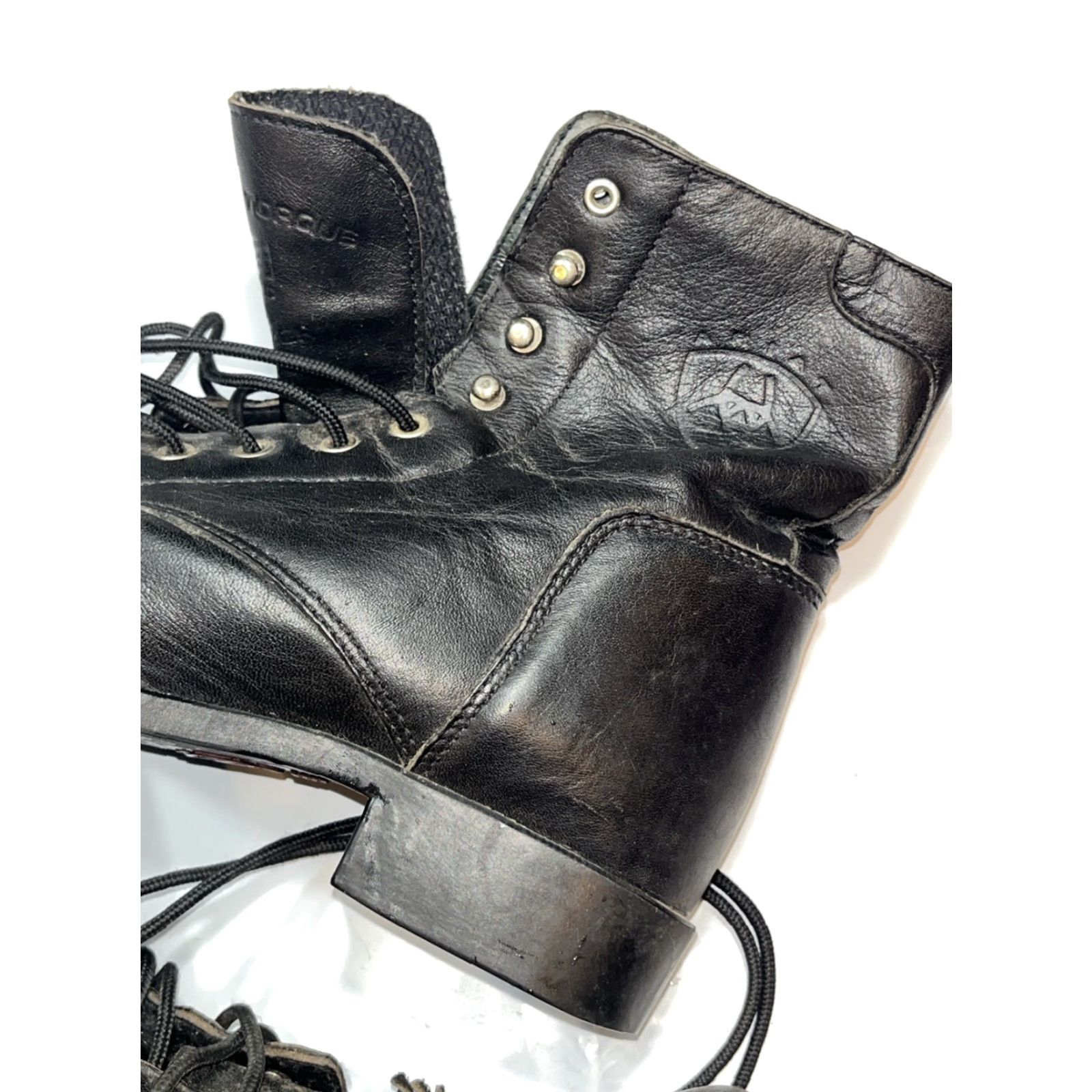 Ariat Ariat BLACK Leather ANKLE BOOTS A1-COMPETITOR Western Lace Up Kiltie Women’s 7 Size US 7 / IT 37 - 4 Thumbnail
