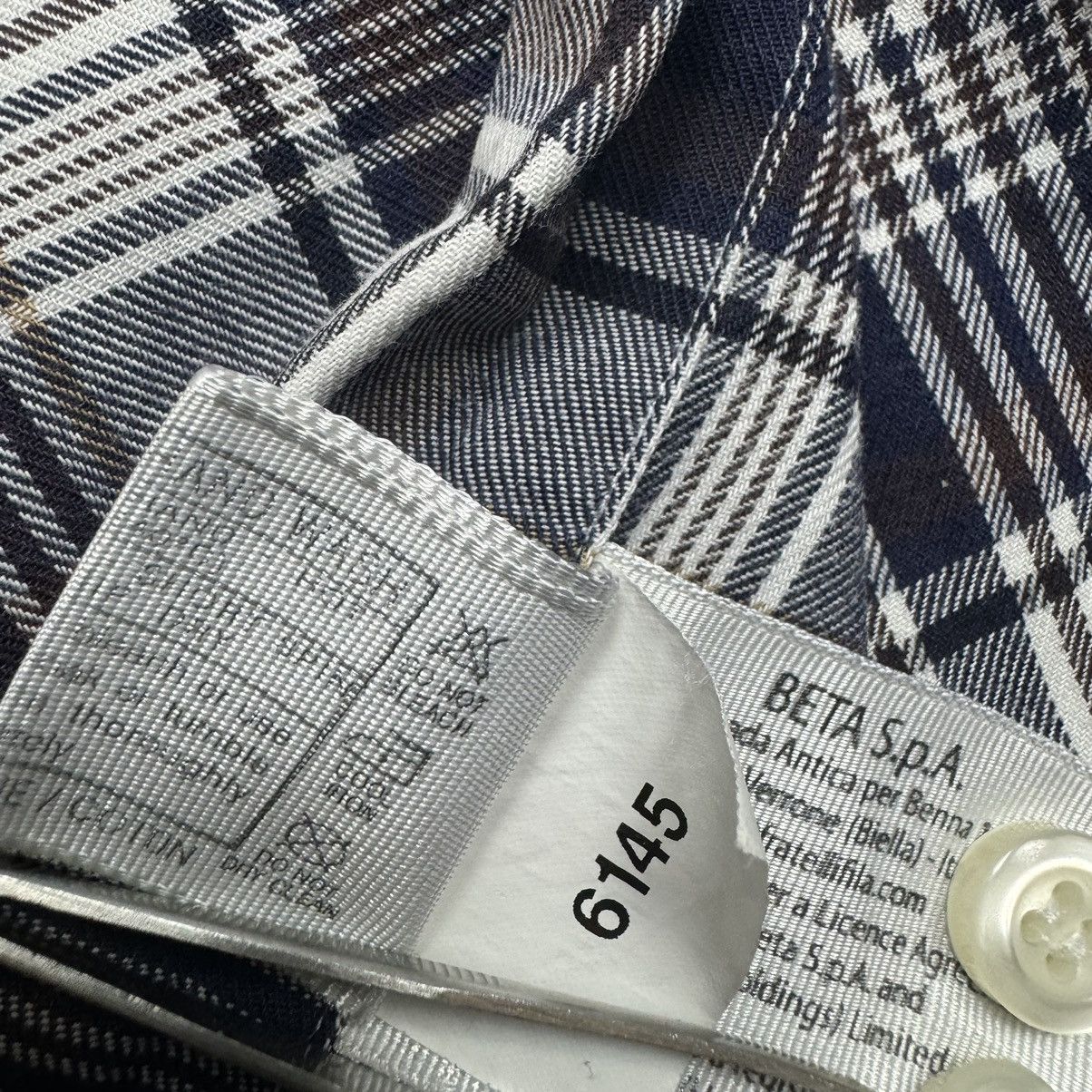 Designer Essential Fred Perry Navy Checkered Slim Fit Button Up Shirt Size US M / EU 48-50 / 2 - 20 Thumbnail
