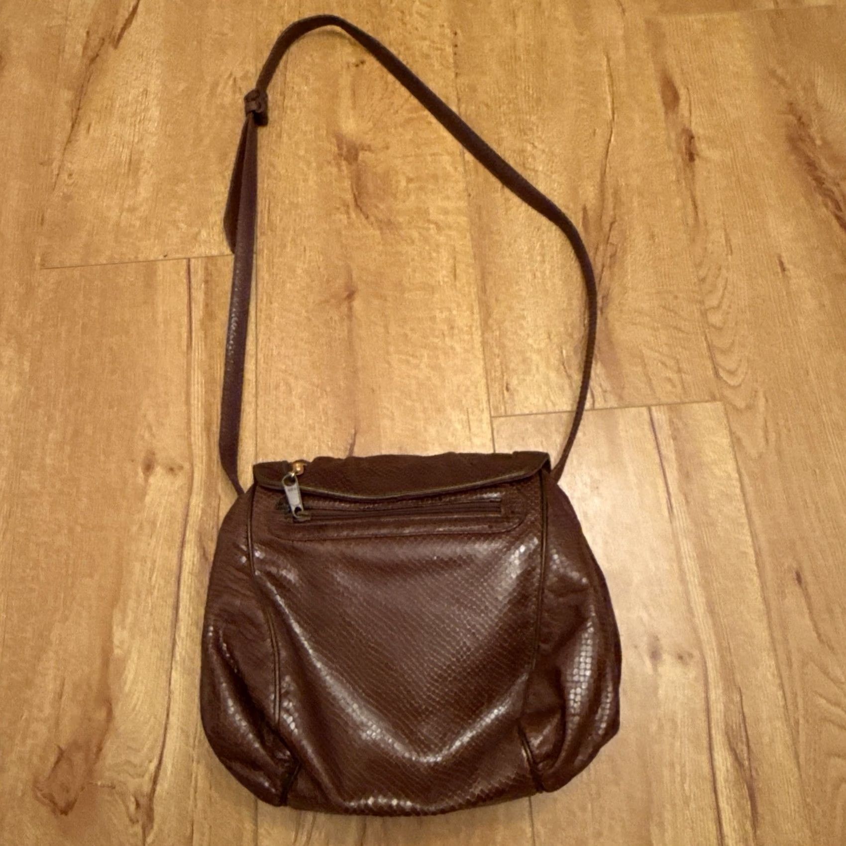 Skin VINTAGE Sharif WOMEN'S BROWN & GOLD REPTILE SKIN HANDBAG PURSE Shoulder Bag Women Medium Brown Gold Reptile Skin Embroidered Vintage 90s Size ONE SIZE - 6 Thumbnail
