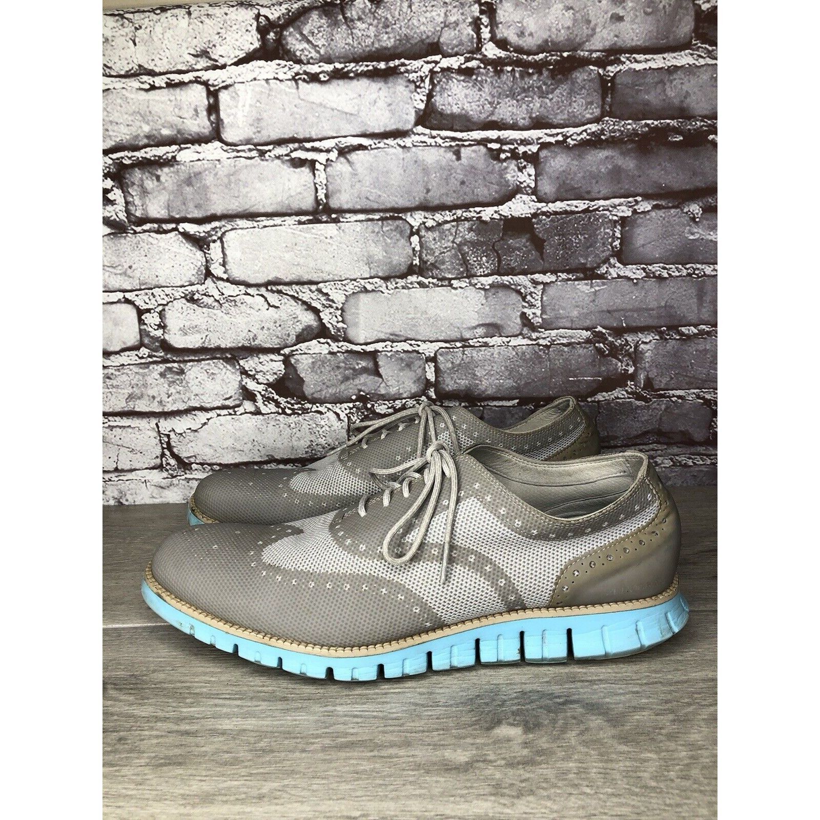 Cole Haan Cole Haan ZeroGrand Grand.OS Gray Mesh Wingtip Blue Shoes Me Size US 12 / EU 45 - 1 Thumbnail