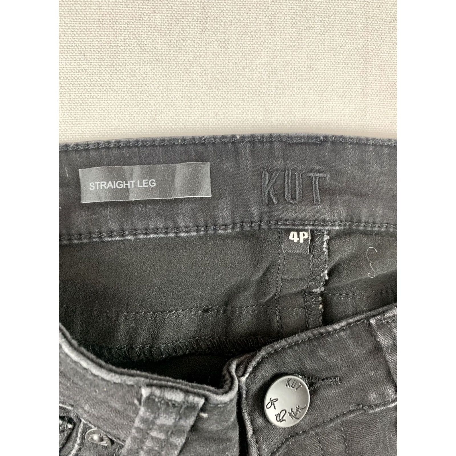 Vintage KUT from the Kloth Jeans Womens 4P Straight Leg Black Skinny Jeans Flat Lay 28X25 Pants Womens Jeans Regular Skinny Size 27" / US 4 / IT 40 - 5 Thumbnail