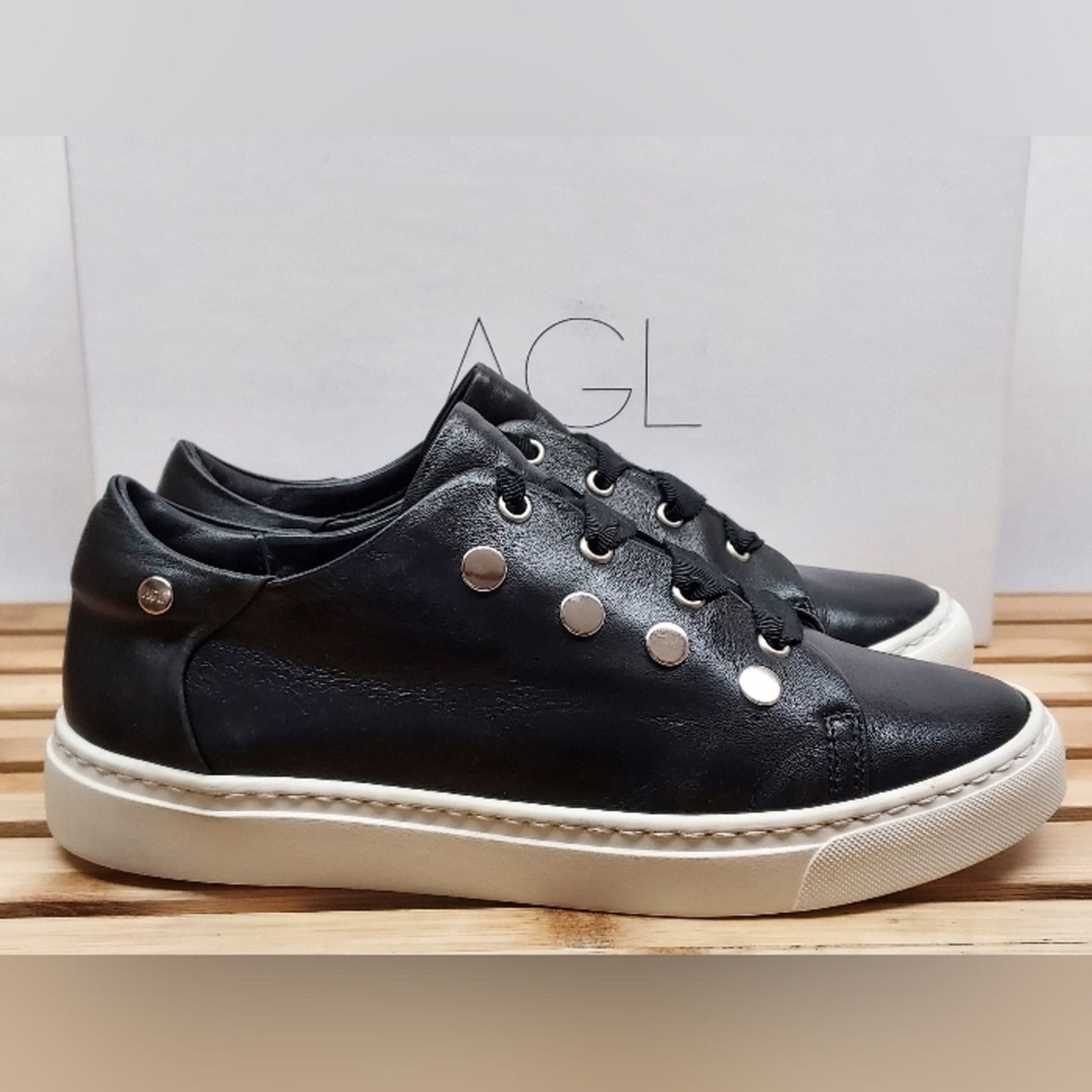AGL AGL Womens Black Leather Sneaker Shoes Size 36.5 (5.5) Size US 5.5 / IT 35.5 - 6 Thumbnail