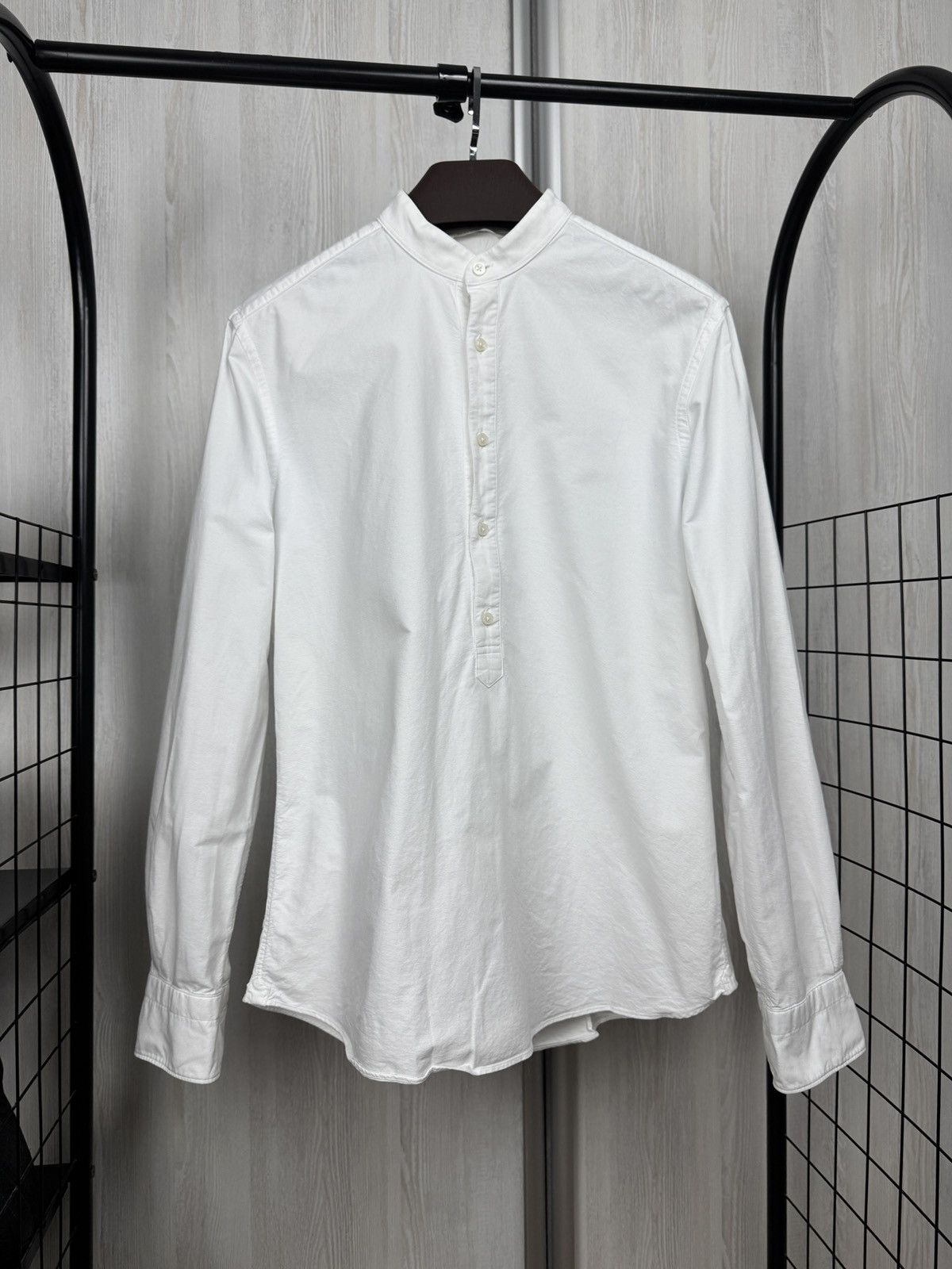 Suitsupply Suitsupply white half button collarless slim fit shirt Size US M / EU 48-50 / 2 - 1 Thumbnail