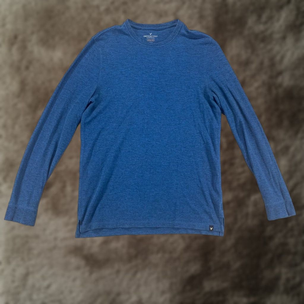 American Eagle Outfitters American Eagle Outfitters Basic Tee Shirt Large Blue Long Sleeve Active Flex Pullover Stretch Knit All Seasons Size US L / EU 52-54 / 3 - 1 Thumbnail