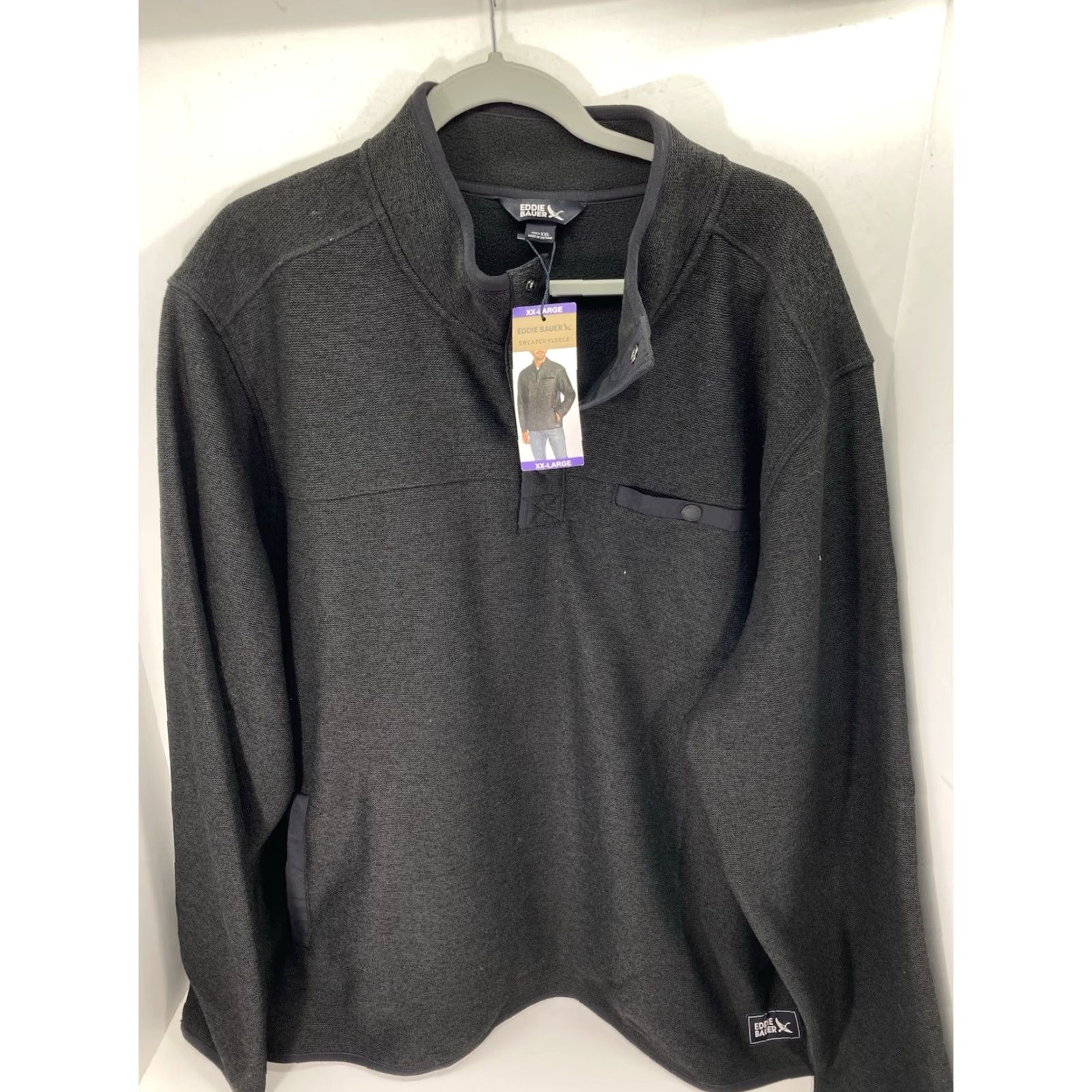 Eddie Bauer Eddie Bauer Sweater Fleece Men 2XL Black Pullover Pockets Mock Neck NWT Size US XXL / EU 58 / 5 - 2 Thumbnail