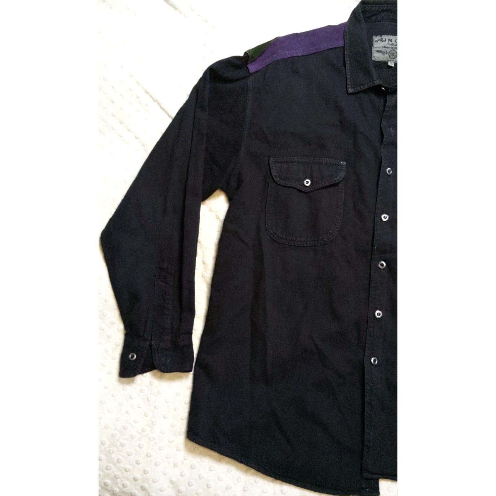 JNCO VINTAGE JNCO Shirt Los Angeles Button-Up Long Sleeve Black XL Mens Knit Cotton Polyester Striped Angel Pattern Collar Button-Down Size US XL / EU 56 / 4 - 3 Thumbnail