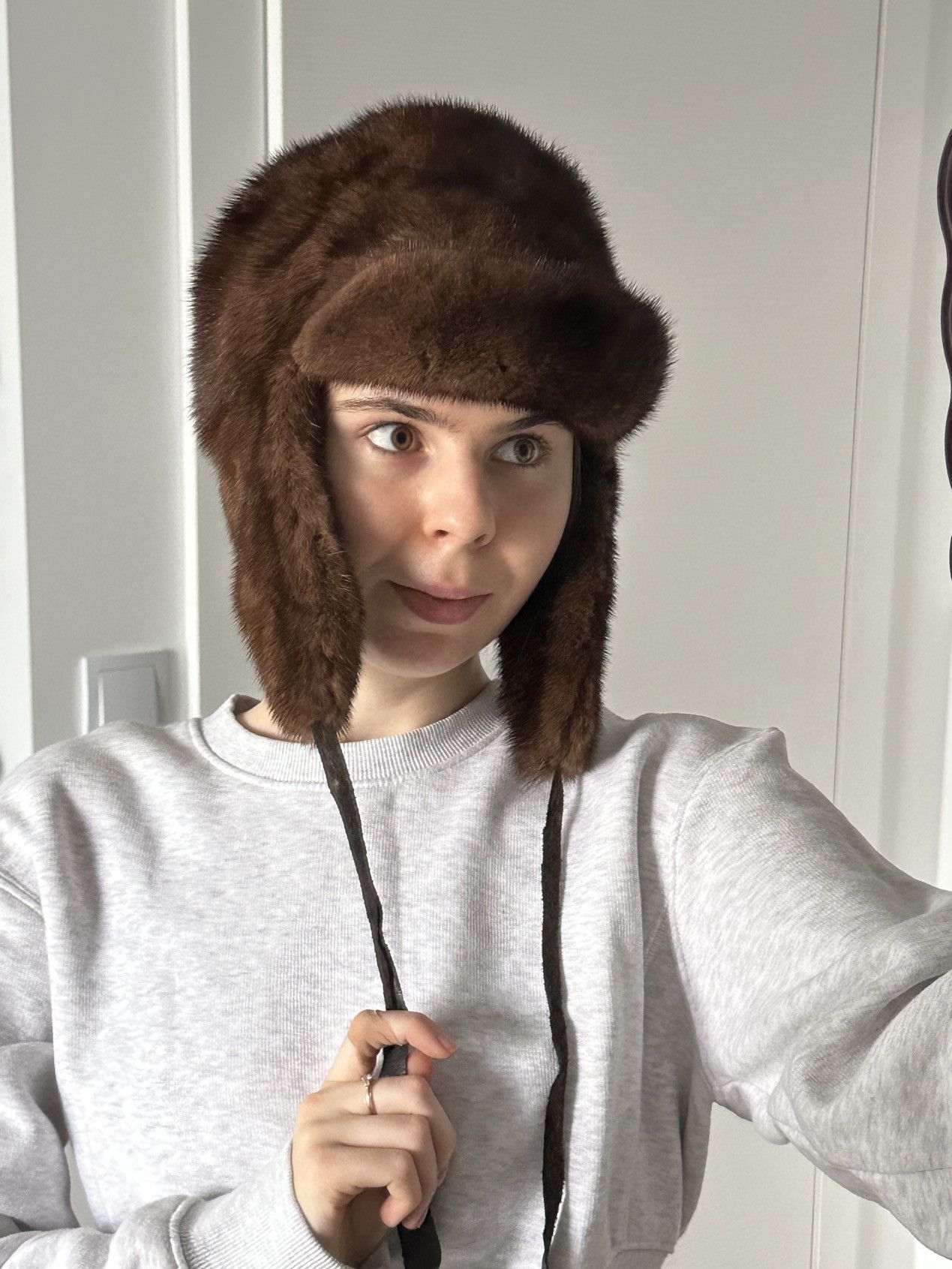 Vintage Real Mink Fur Genuine Trapper Hat Vintage Slavic Ushanka Size ONE SIZE - 2 Thumbnail