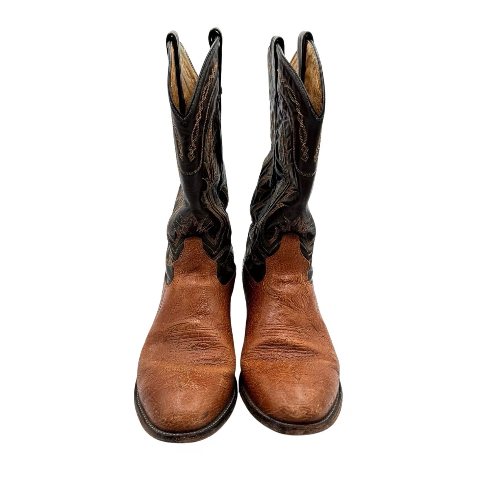 Tony Lama VINTAGE Tony Lama Boots Western Boots Genuine Leather Brown Size 11 EE Women Leather Cowboy Western 11 EE Brown Tony Lama Boots US 11 UK 12 EU 46 Size US 12 / IT 42 - 2 Thumbnail
