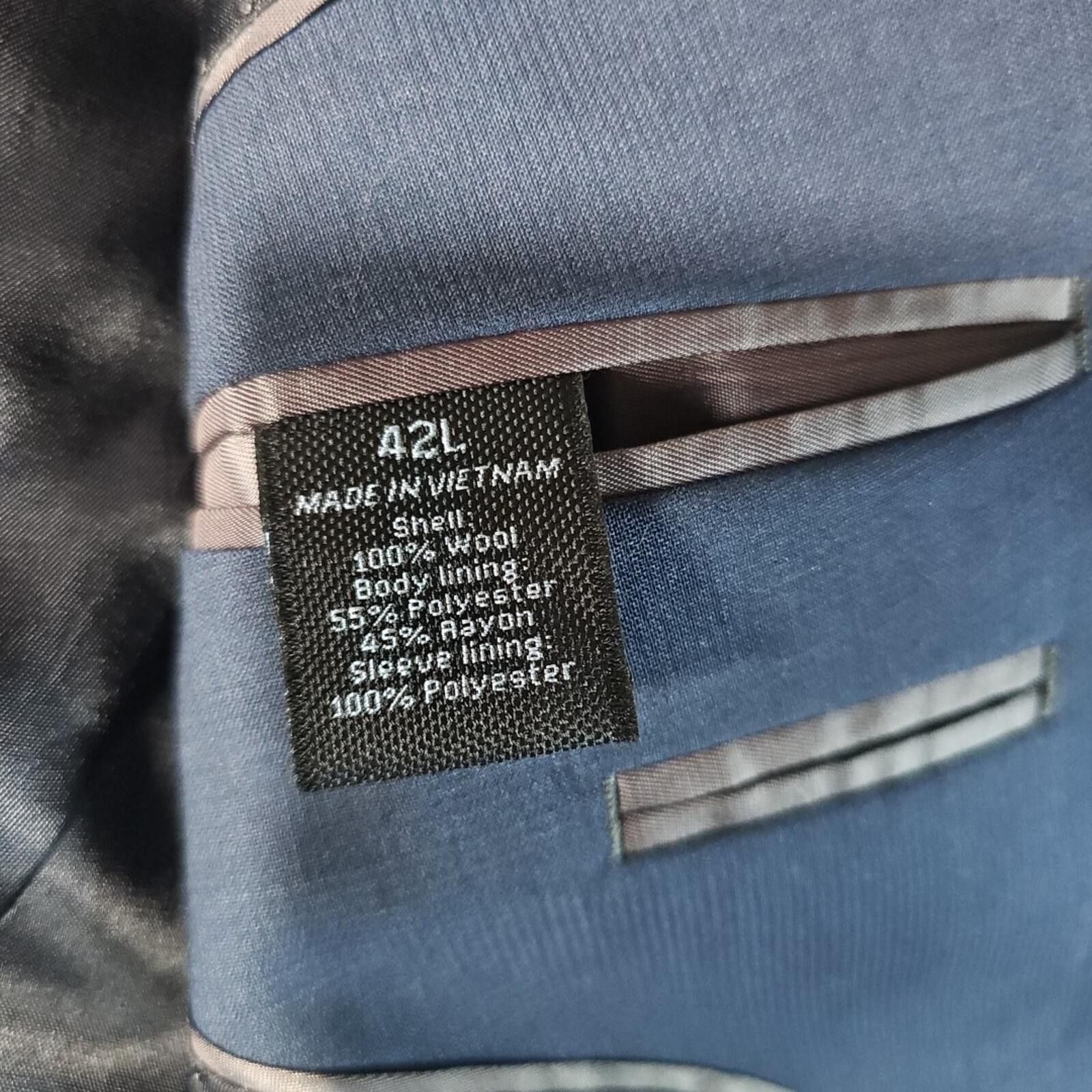 Marc Anthony Marc Anthony 42L Slim Fit 2 Button Wool Blazer Blue Size 42L - 3 Thumbnail