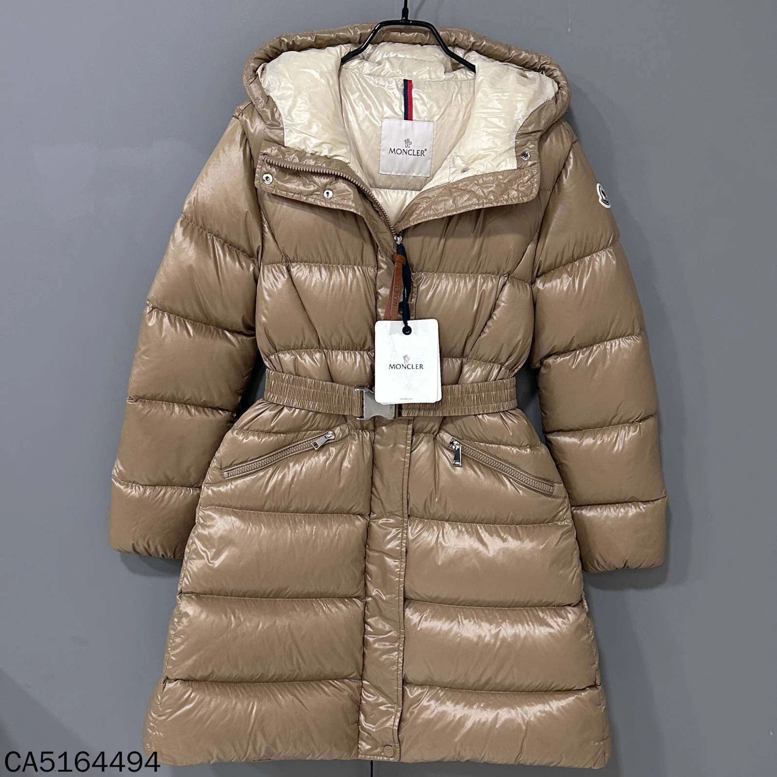 Moncler Moncler Bellevue Gold Brown Waist-Cinched Long Down Coat Size S / US 4 / IT 40 - 1 Thumbnail