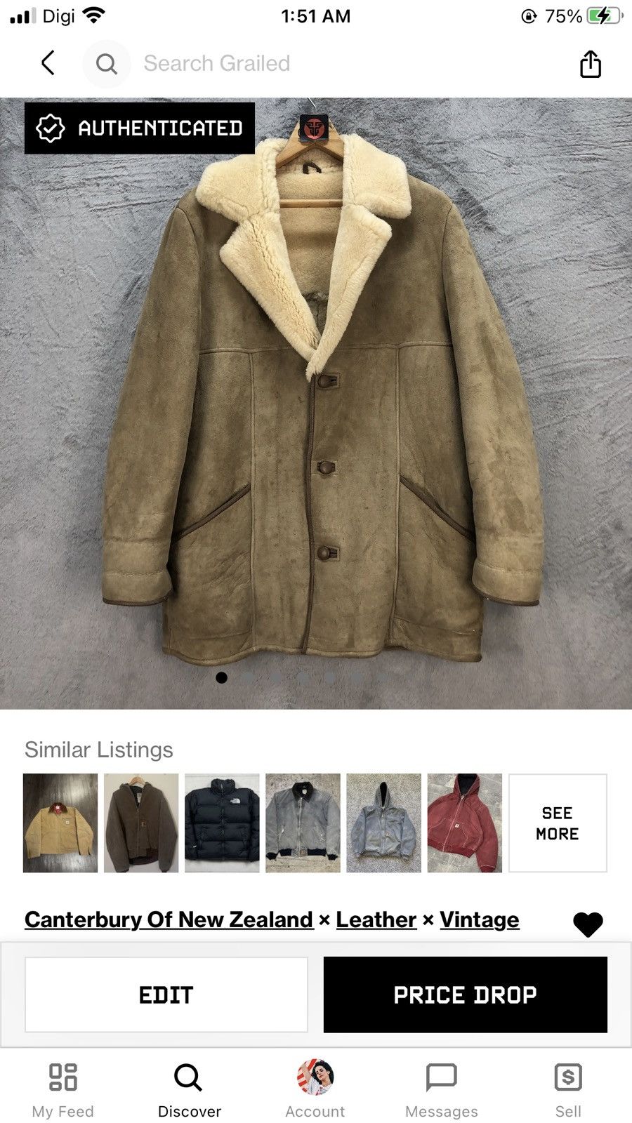 Canterbury of New Zealand CANTERBURY WOOL-N-SUEDE SHEARLING LEATHER JACKET #6725-83 Size US M / EU 48-50 / 2 - 10 Thumbnail