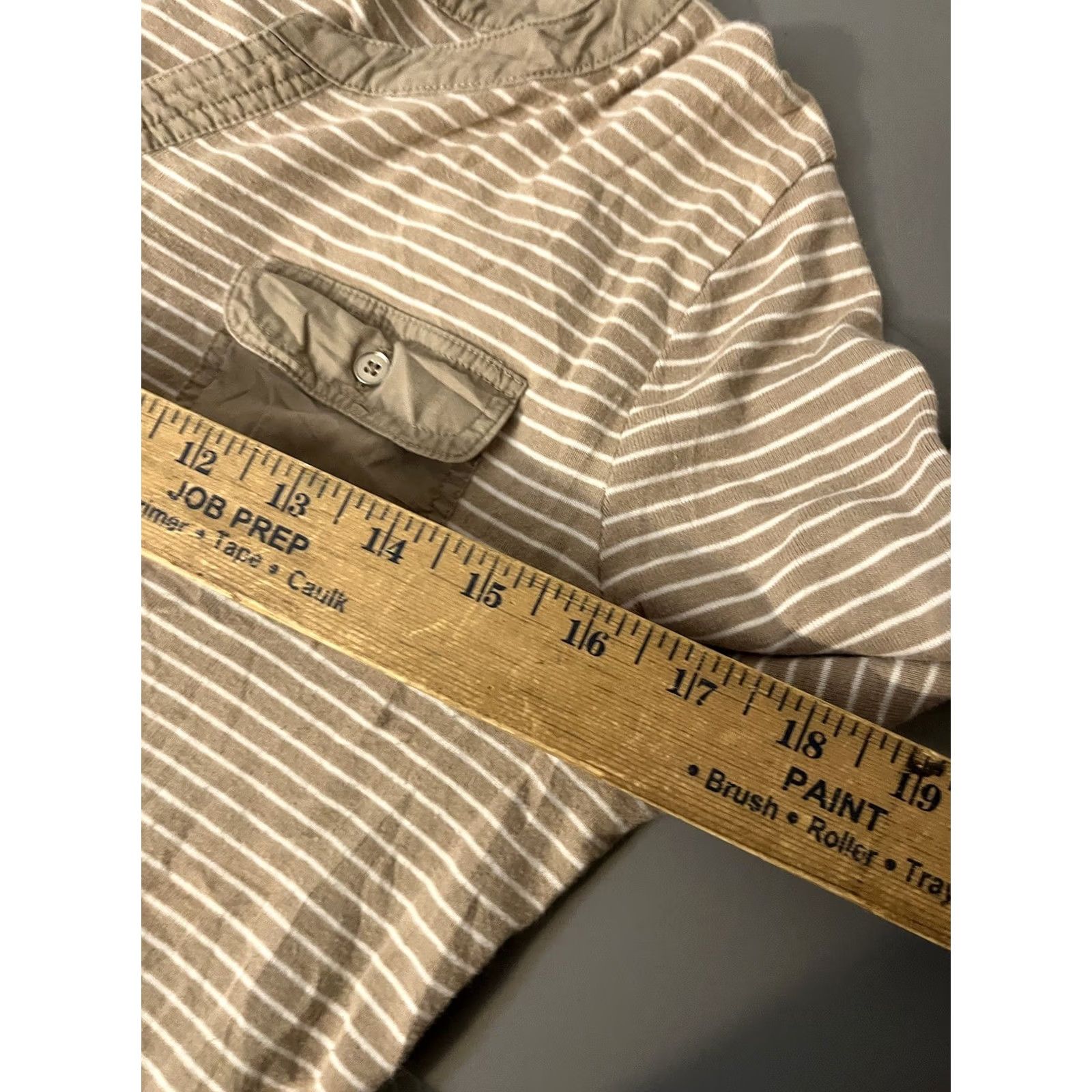 Croft & Barrow Croft & Barrow Shirt Womens M Brown Striped Cotton Henley Neck Roll Tab Sleeve Casual Easy Care Size M / US 6-8 / IT 42-44 - 5 Thumbnail