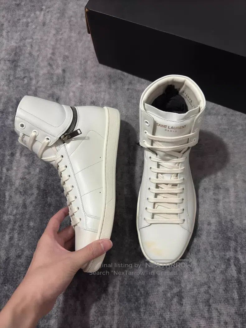 Saint Laurent Paris Saint Laurent Paris Cowhide Pure White High-top Adjustable Size US 7 / EU 40 - 4 Thumbnail