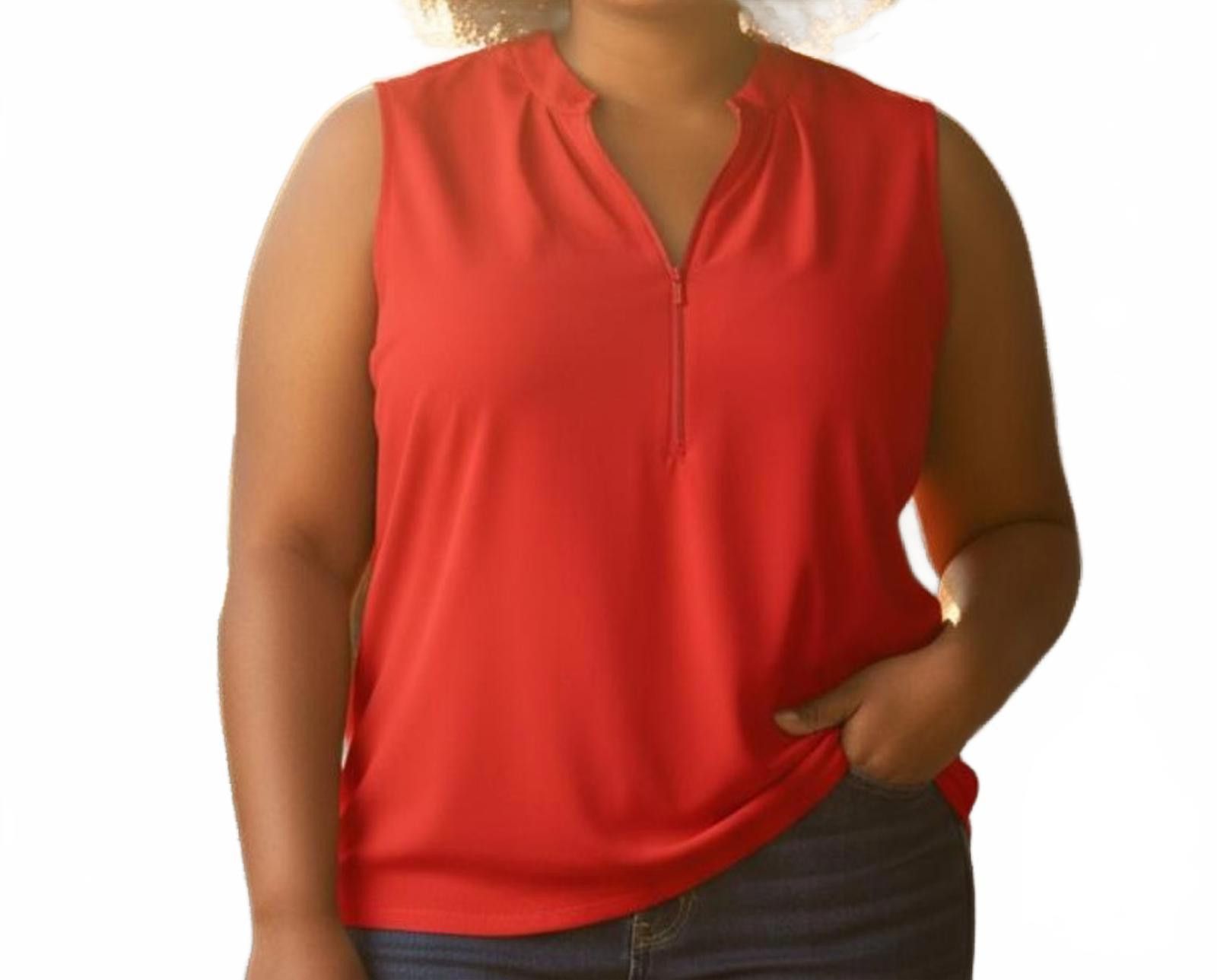 Other Ivanka Trump Red Sleeveless Top with Chic Zip Detail Size L / US 10 / IT 46 - 1 Thumbnail