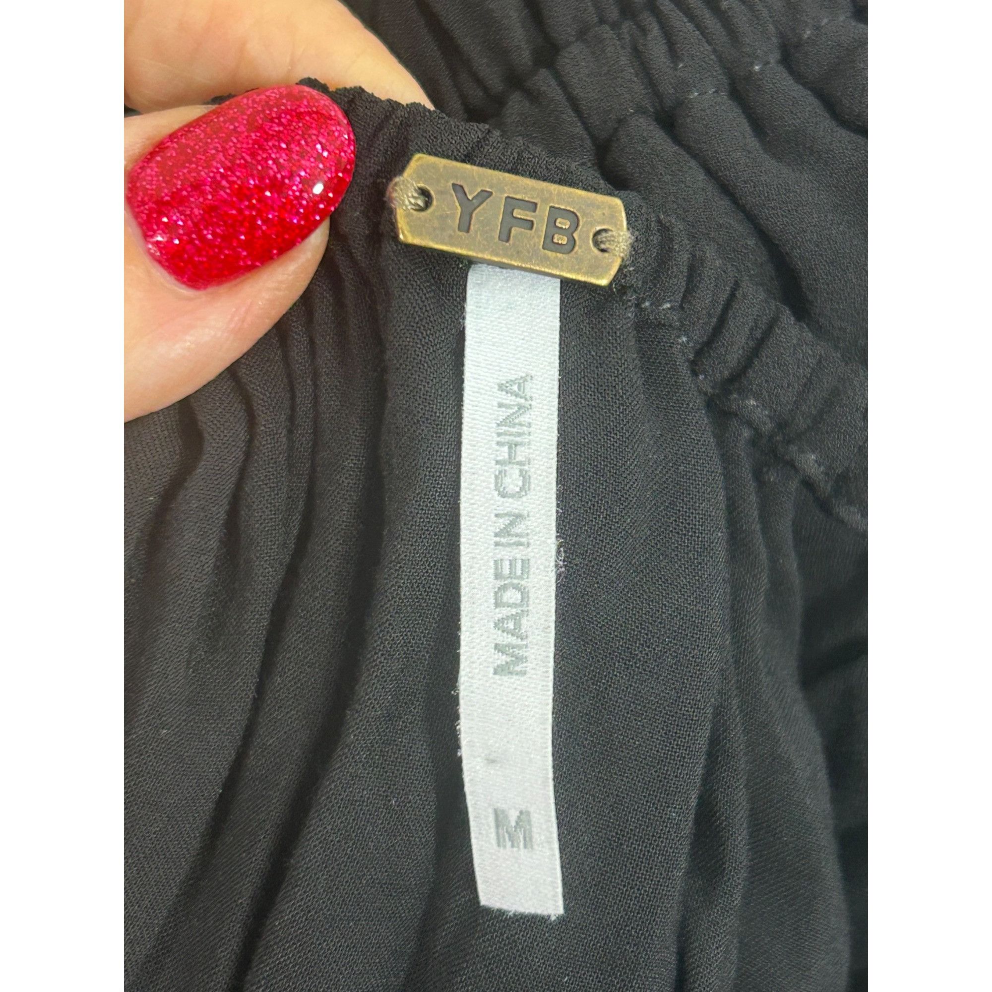 Young Fabulous & Broke YFB Dress M Black Maxi Tiered Ruched Straps Party Cocktail V Size M / US 6-8 / IT 42-44 - 6 Thumbnail