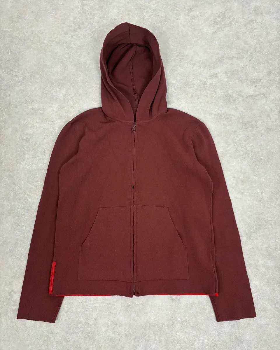Prada 2000s Prada Burgundy Zip-Up Hoodie Size S / US 4 / IT 40 - 1 Thumbnail