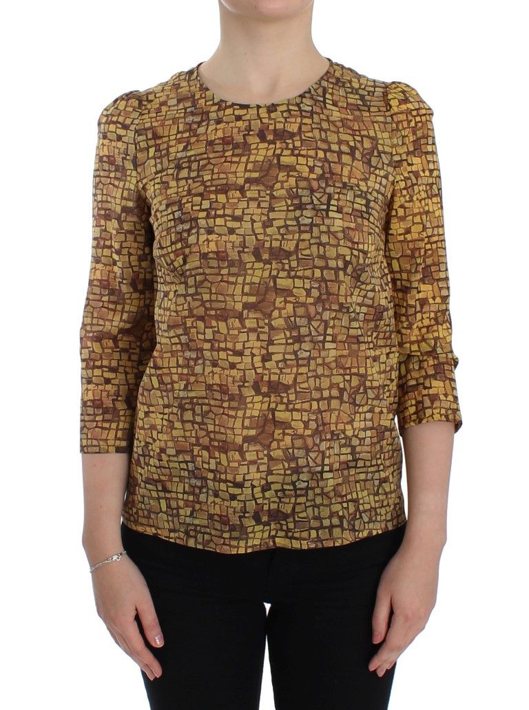 Dolce & Gabbana Sicilian Mosaic Print Silk Women's Blouse Size XS / US 0-2 / IT 36-38 - 1 Thumbnail