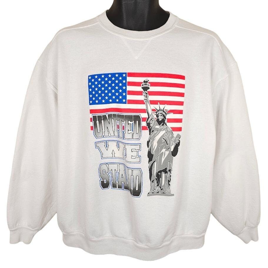 Vintage Vintage American Flag Sweatshirt Mens Size XL White 90s Y2K Size US XL / EU 56 / 4 - 1 Thumbnail