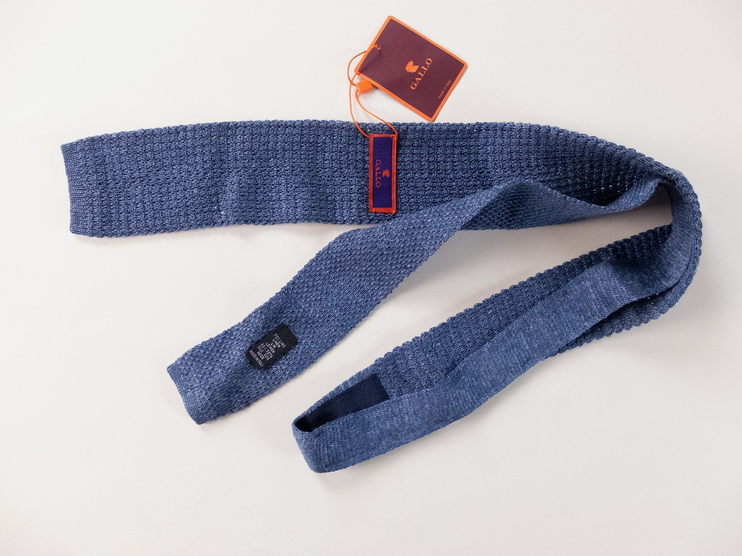 Other GALLO lapis lazuli blue knit skinny linen silk tie Italy Size ONE SIZE - 3 Thumbnail