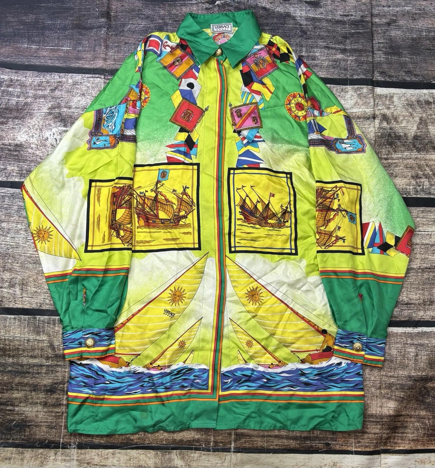 Versace Versace Sport Silk Shirt Mens IT 40 US M Sailboats Sun Italy Size US M / EU 48-50 / 2 - 1 Thumbnail