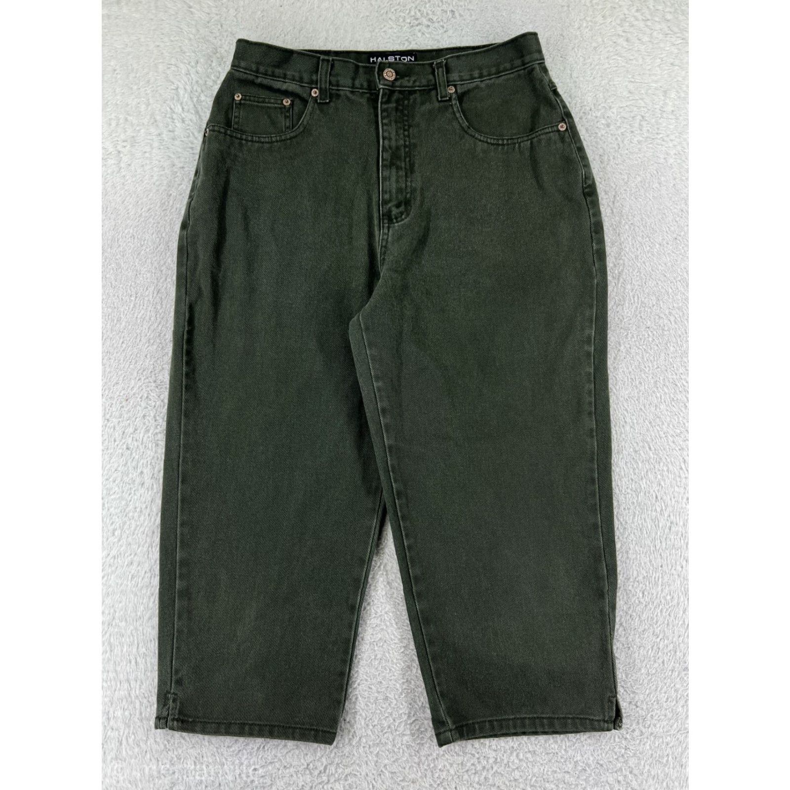 Halston Halston Jeans Capri 12 Green Denim Cotton Blend Regular High Rise Womens] Size 34" / US 12 / IT 48 - 2 Thumbnail