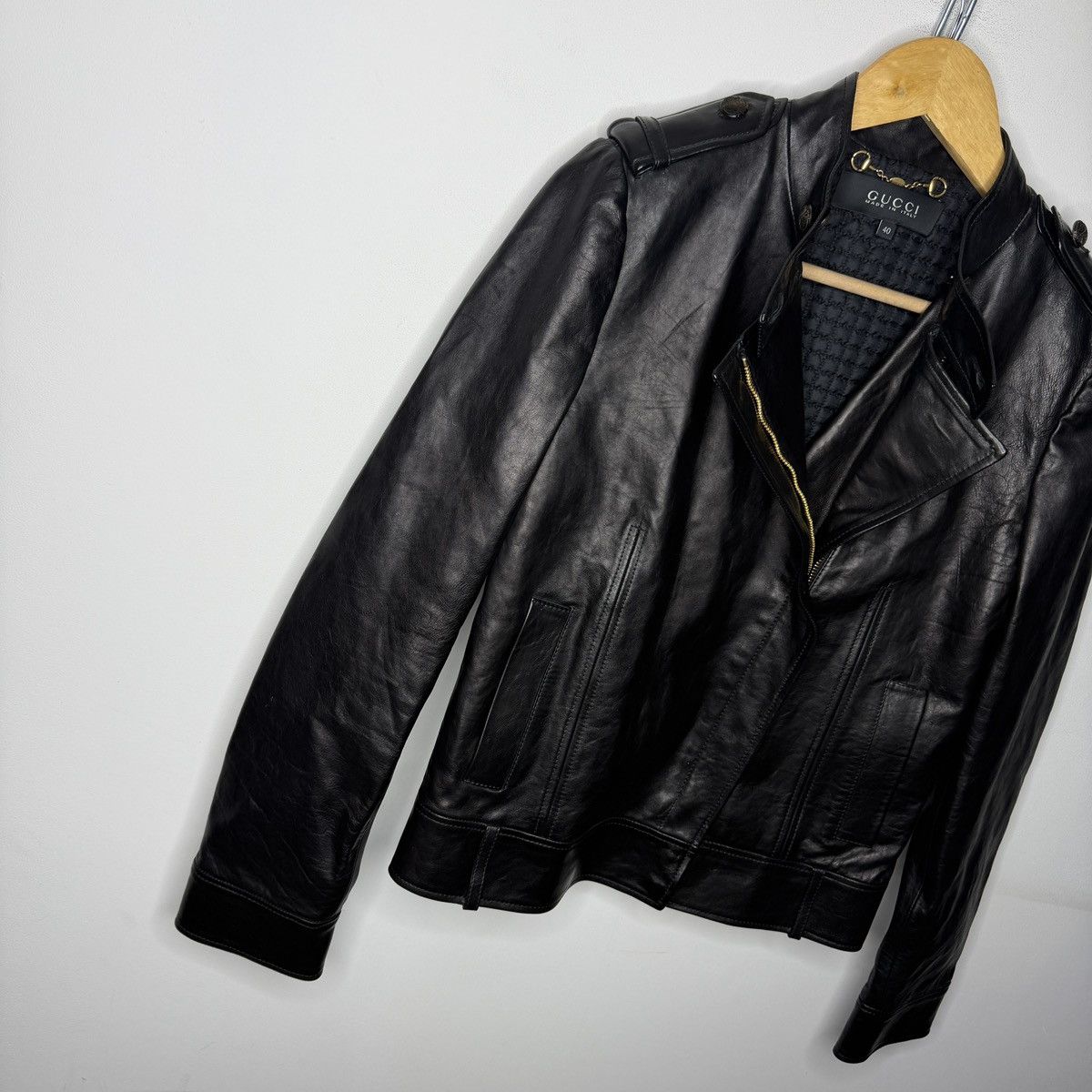 Gucci Gucci Black Leather Jacket Biker by Tom Ford Y2K Size S / US 4 / IT 40 - 3 Thumbnail