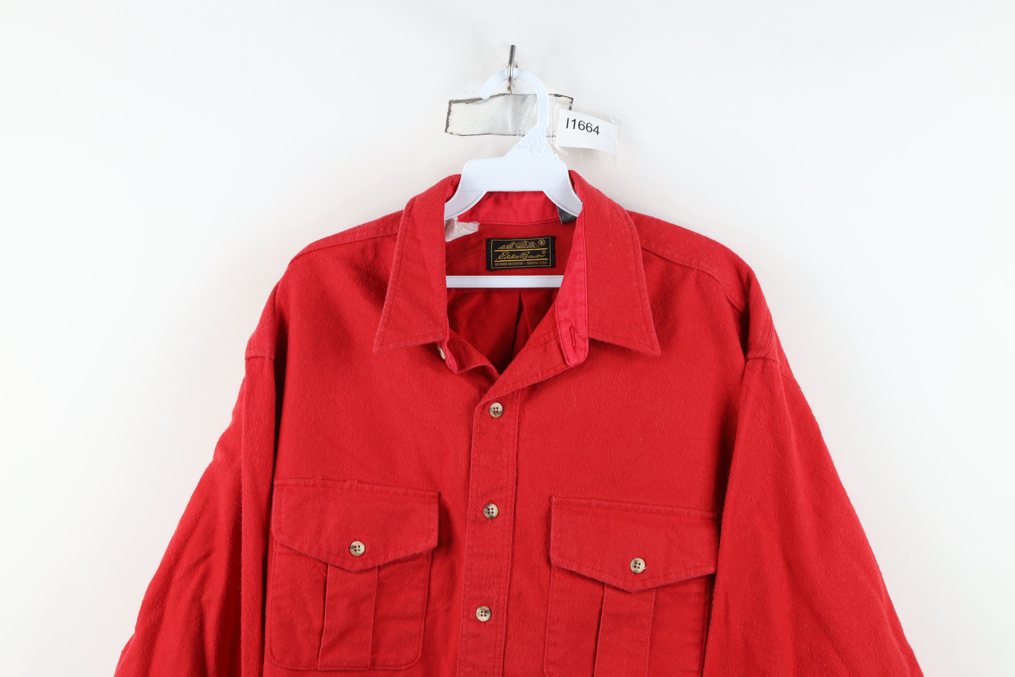 Eddie Bauer Vintage 90s Eddie Bauer Chamois Cloth Button Shirt Red USA Size US XXL / EU 58 / 5 - 2 Thumbnail