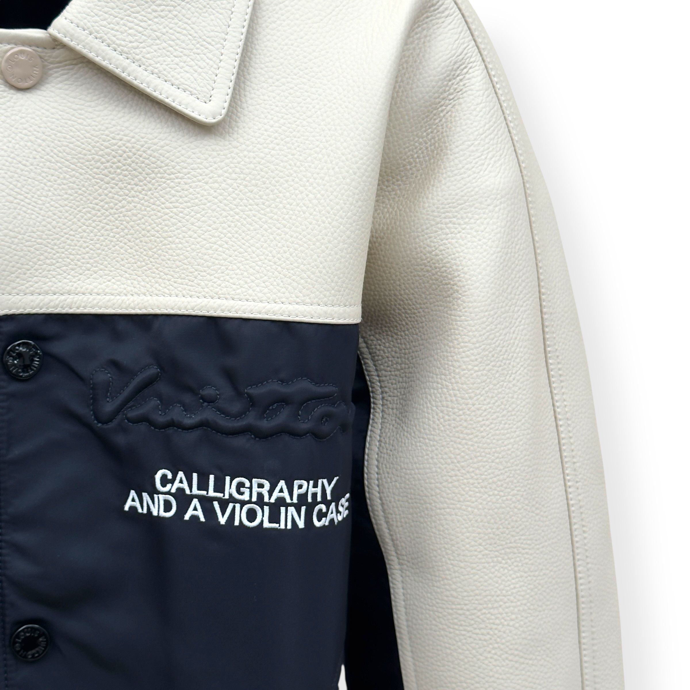Louis Vuitton LOUIS VUITTON LEATHER / NYLON JACKET CREAM / NAVY 50 / L Size US L / EU 52-54 / 3 - 7 Thumbnail