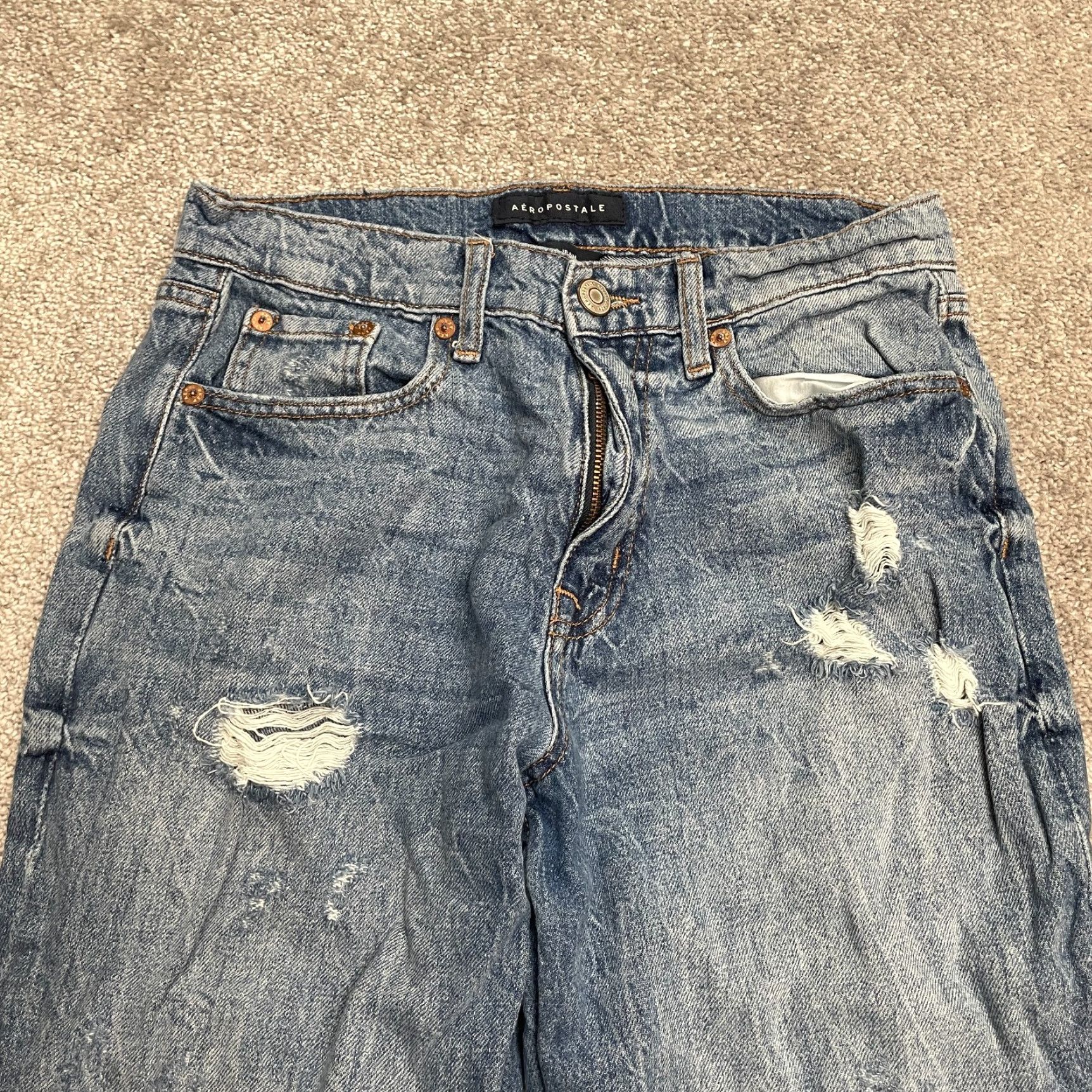 Vintage Aéropostale Distressed Mom Jeans Womens 6R Blue High Rise Acid Wash Casual 28x26 Size 28" / US 6 / IT 42 - 3 Thumbnail