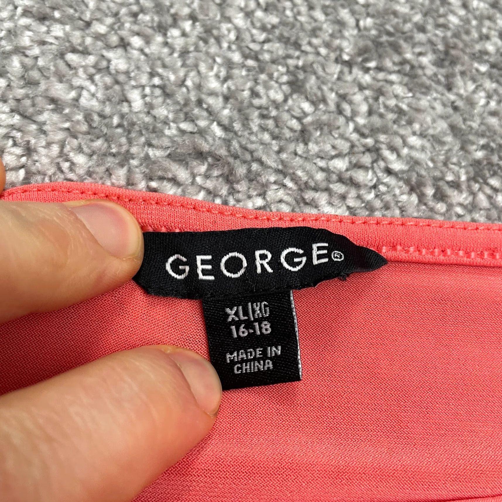 George George Blouse Shirt Womens XL Boat Neck Short Sleeve Orange Knit Polyester Spandex Casual Topjpeg Size XL / US 12-14 / IT 48-50 - 3 Thumbnail