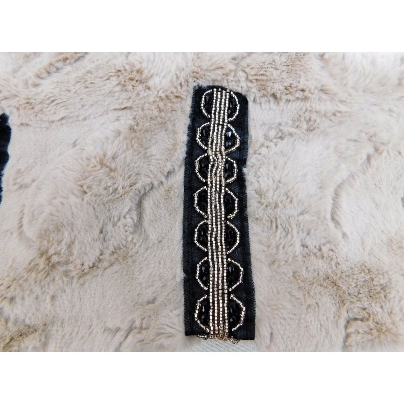 Vintage INC International Concepts Beaded Faux Fur Cowl Neck Scarf Beige Women Scarf 14" x 10" Faux Fur Neck Warmer 100% Polyester INC26164A Size ONE SIZE - 3 Thumbnail