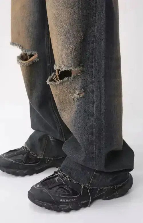 Jean Kawamura x Misa Baggy Faded Washed Knee Ripped Jeans Size US 31 - 8 Thumbnail