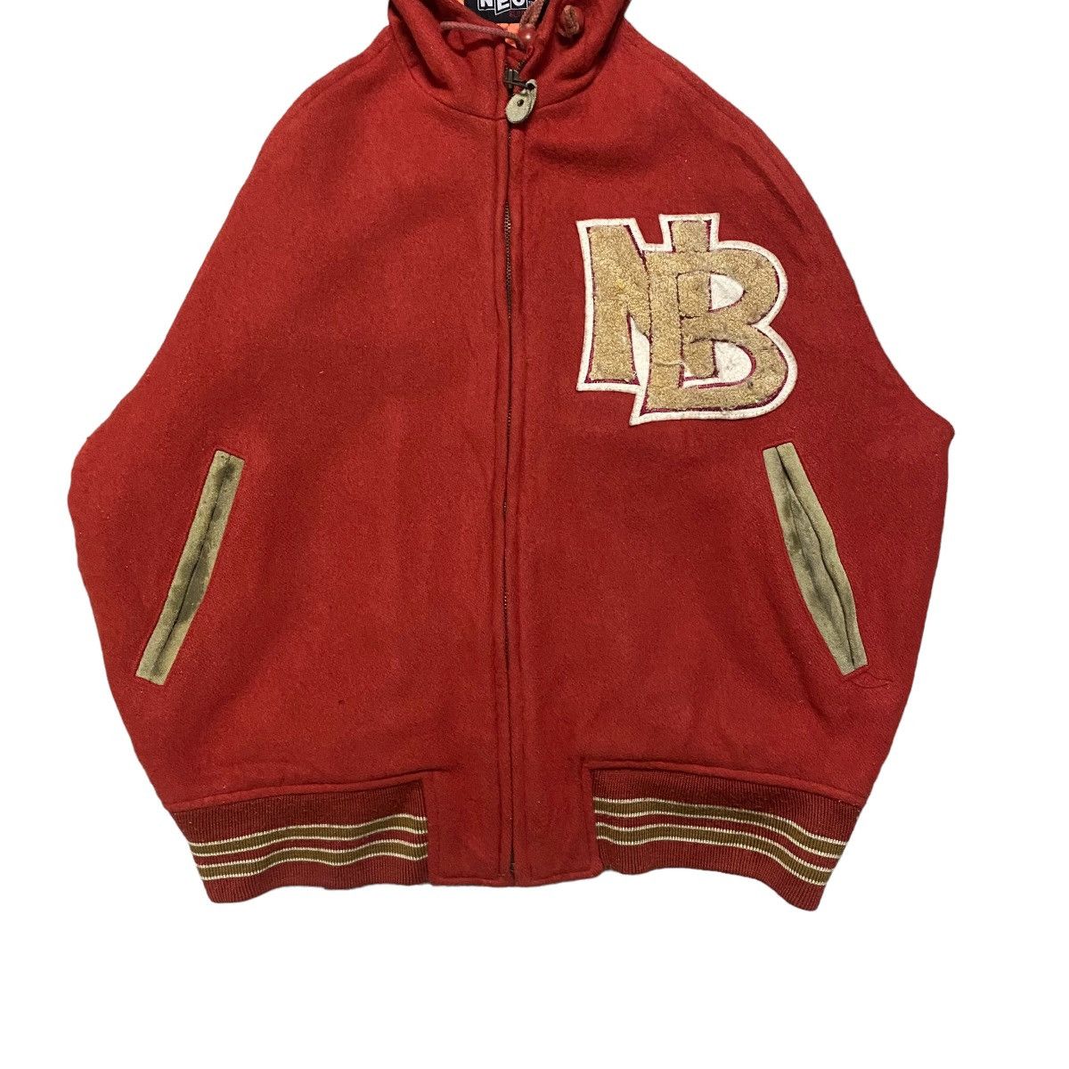 Japanese Brand Vintage NEO BLOOD TOKYO Varsity Hooded Suede Leather Jacket Size US L / EU 52-54 / 3 - 4 Thumbnail