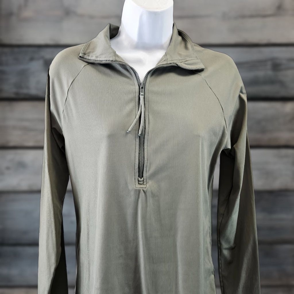 Vintage Carve Designs Womens Pullover 1/2 Zip Shirt M Olive Green Long Sleeve Casual Activewear Mens Womens Size M / US 6-8 / IT 42-44 - 1 Thumbnail