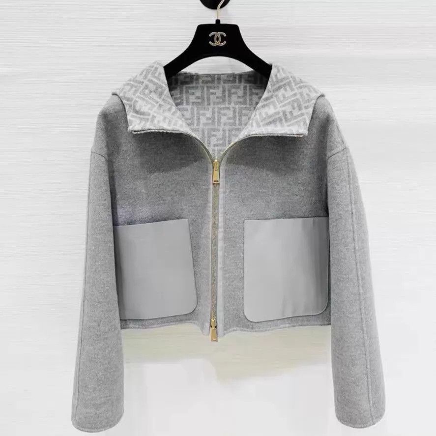 Fendi Fendi double-faced allover print wool coat 42 gray no extras Size M / US 6-8 / IT 42-44 - 1 Thumbnail