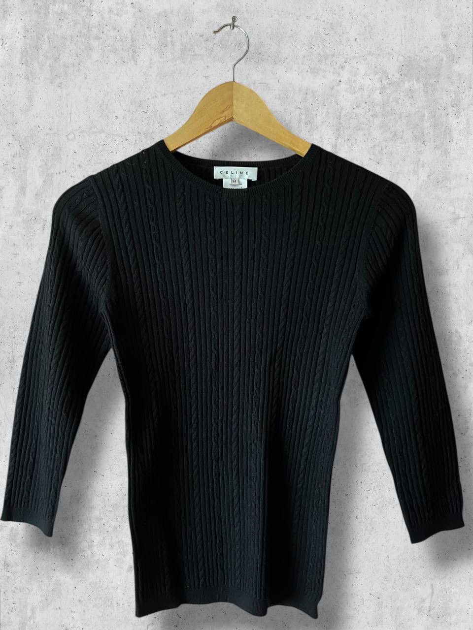 Celine CELINE cable knit sweater long sleeve tee laine wool vintage Size M / US 6-8 / IT 42-44 - 1 Thumbnail