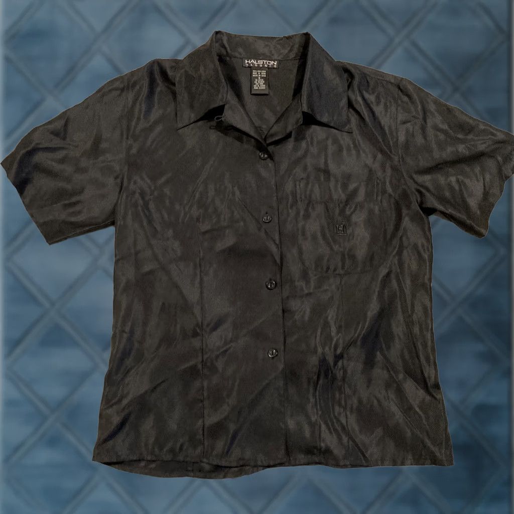 Halston BEAUTIFUL Vintage Halston 1980s Black Silk Blouse - S Regular Size S / US 4 / IT 40 - 1 Thumbnail