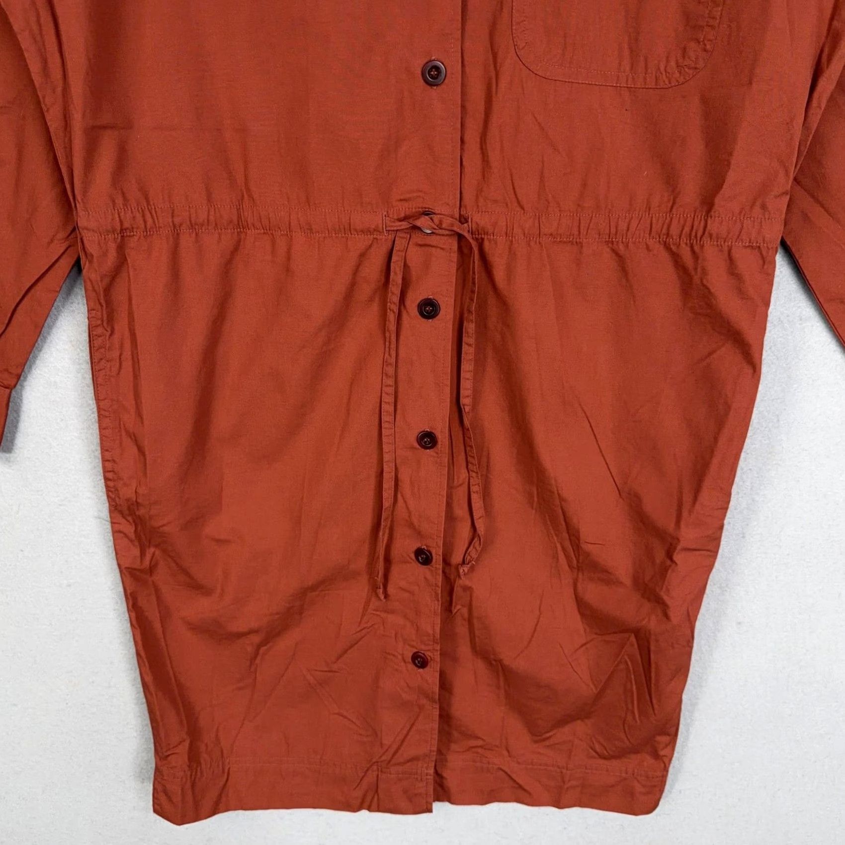 J.Crew VINTAGE J.CREW Shirt Dress Womens 4 Orange 90s Preppy Classic Casual Workwear Knee Length Long Sleeve Button Front Collared Womens 4 Size S / US 4 / IT 40 - 3 Thumbnail