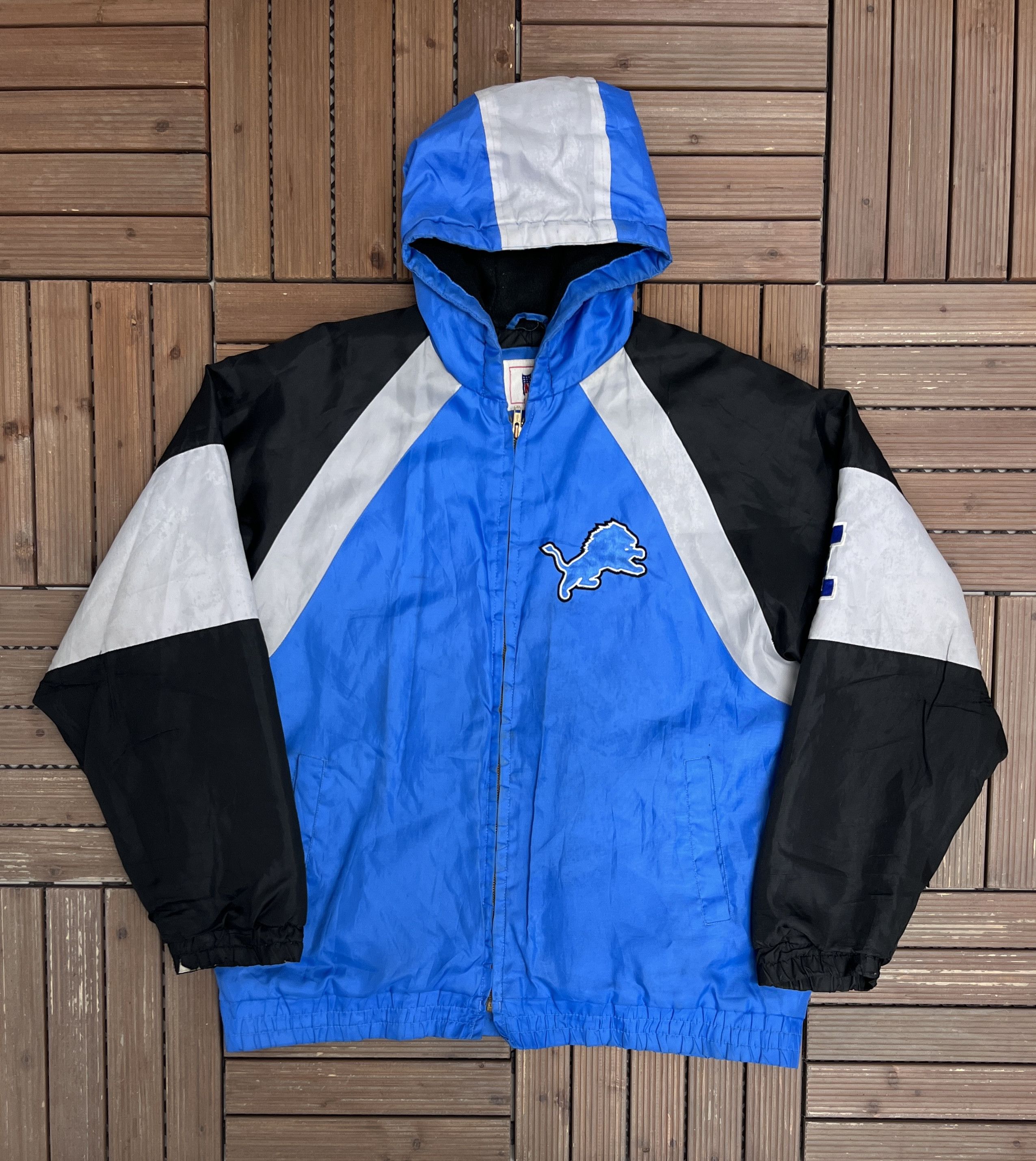 Detroit Lions Men's Bronx Bubble Satin Puffer Jacket by Vintage Detroit Collection