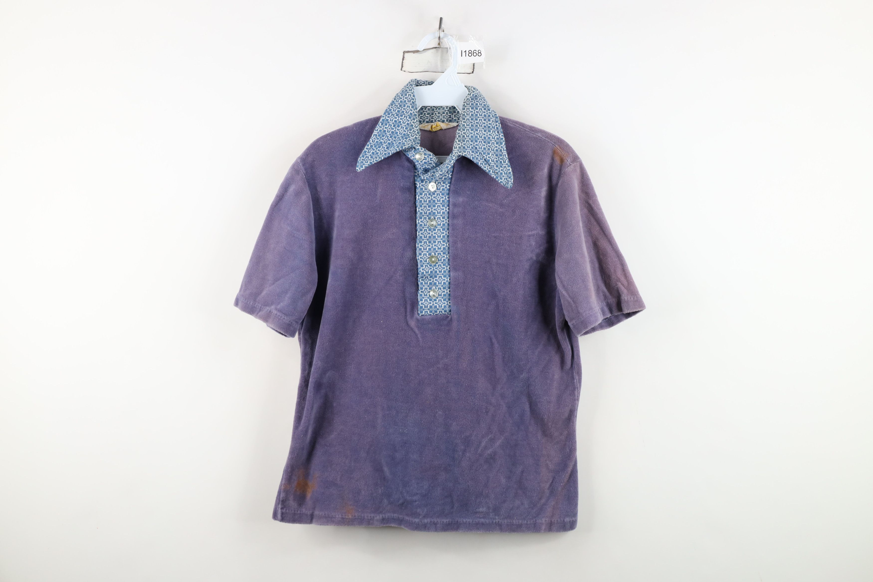 Vintage Vintage 60s 70s Streetwear Velour Collared Polo Shirt USA Size US S / EU 44-46 / 1 - 1 Thumbnail