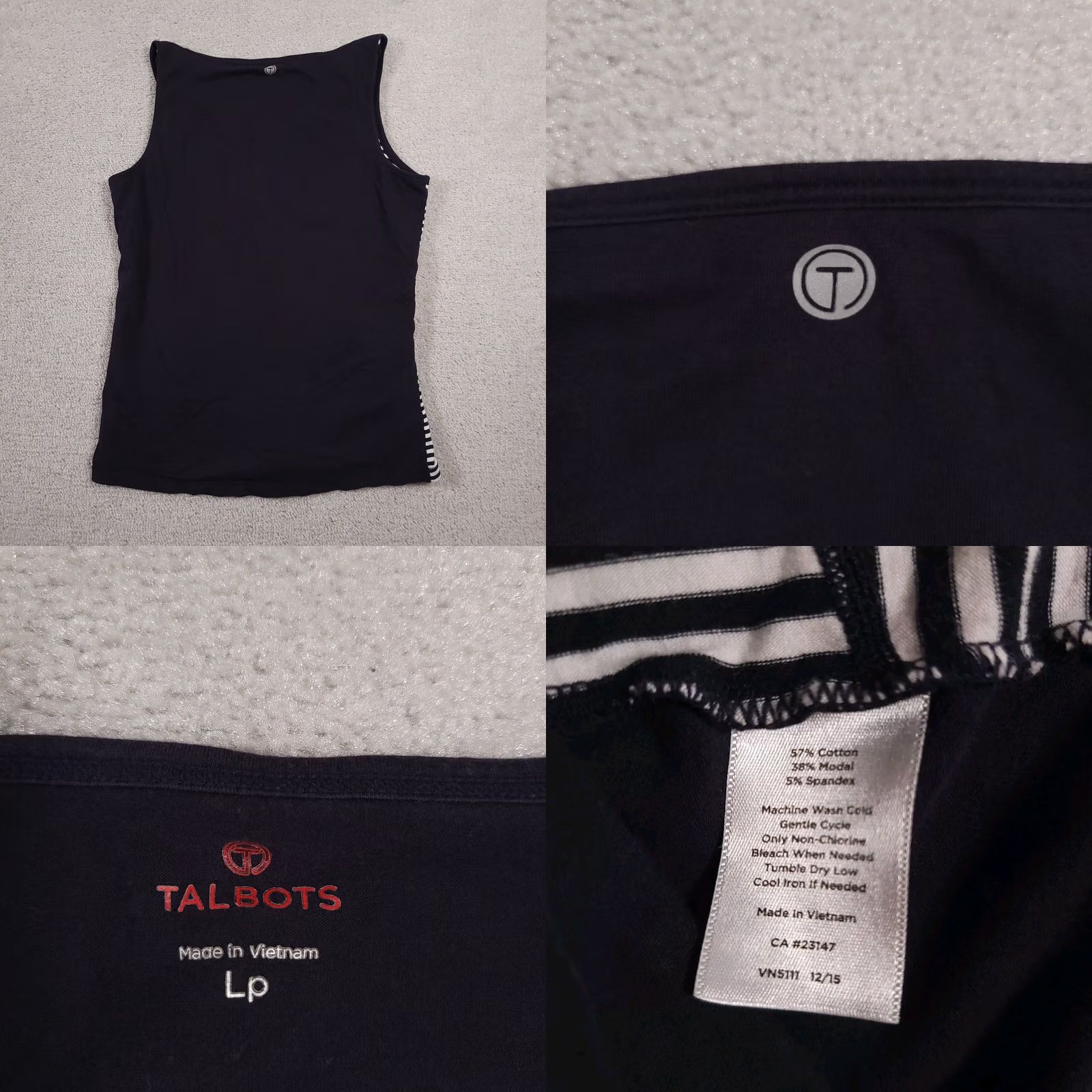 Talbots Talbots Shirt Women's Lp Petite Large Navy Blue Striped Sleeveless Tank Casual Shirt Size L / US 10 / IT 46 - 8 Thumbnail