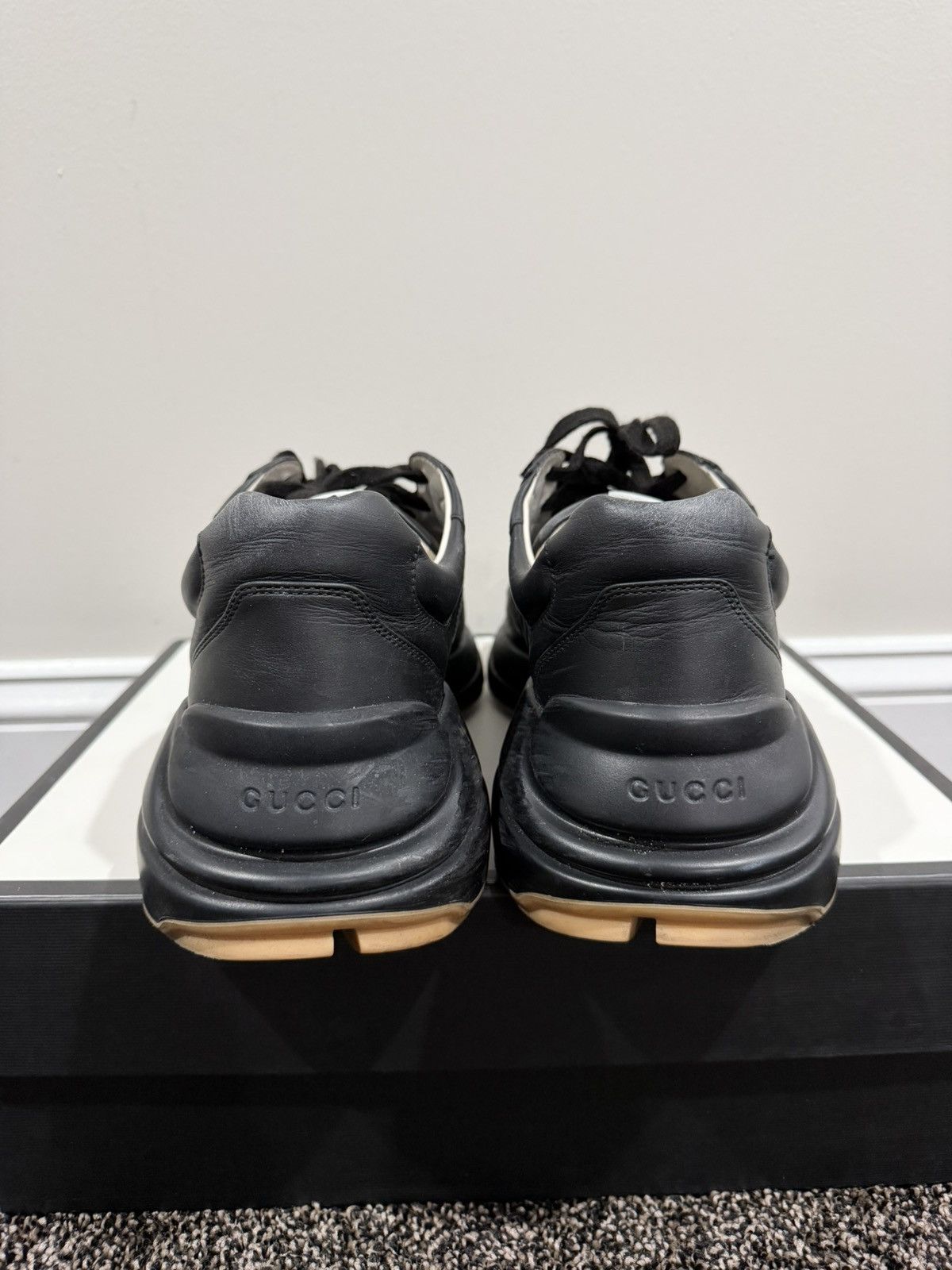 Gucci Gucci Rhyton 2020 Tiger Black Leather Low Top Sneakers Size US 10 / EU 43 - 3 Thumbnail