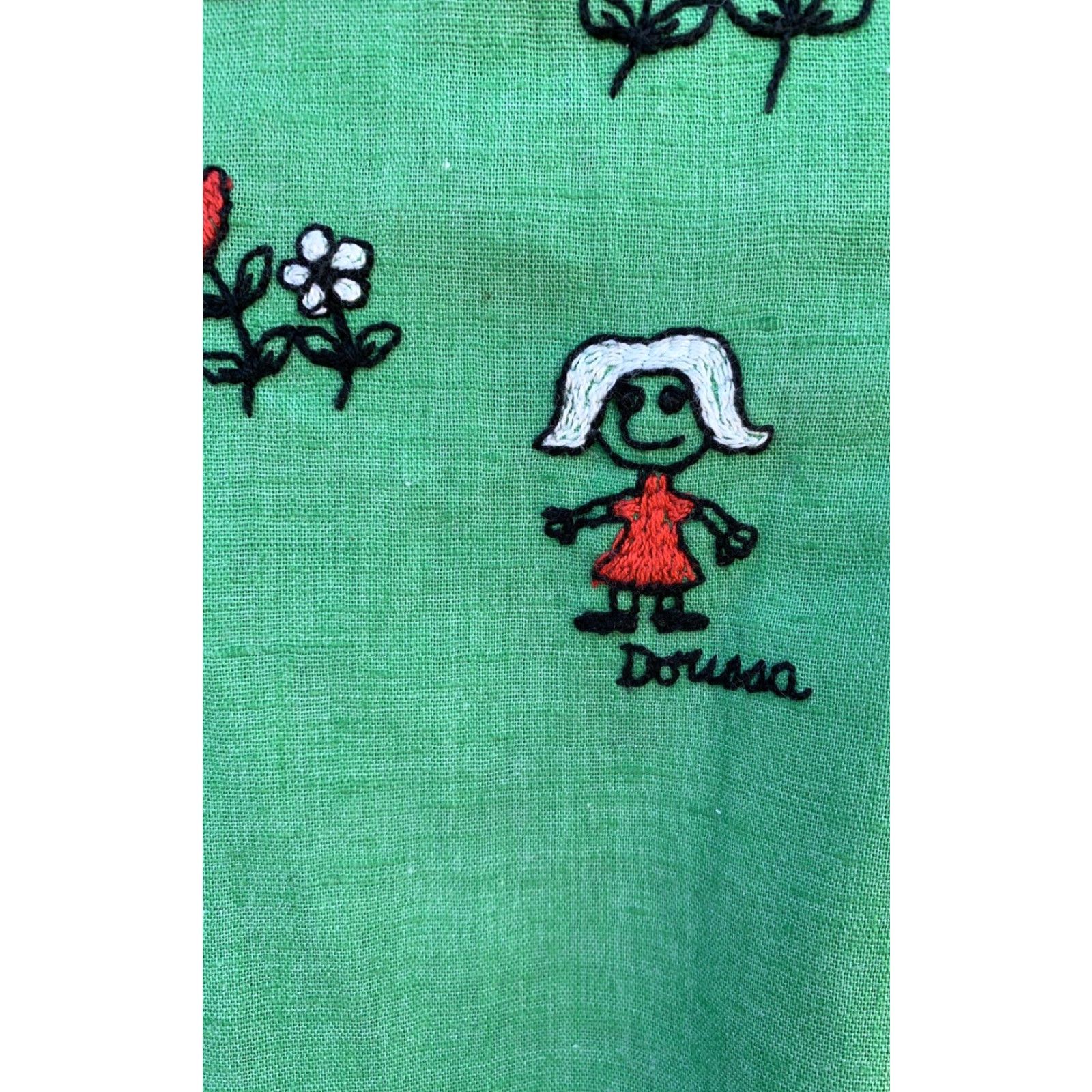 Vintage VINTAGE Dorissa Embroidered Green Dress Short Sleeve Girls 1970s See Pics Measurements Size ONE SIZE - 6 Thumbnail