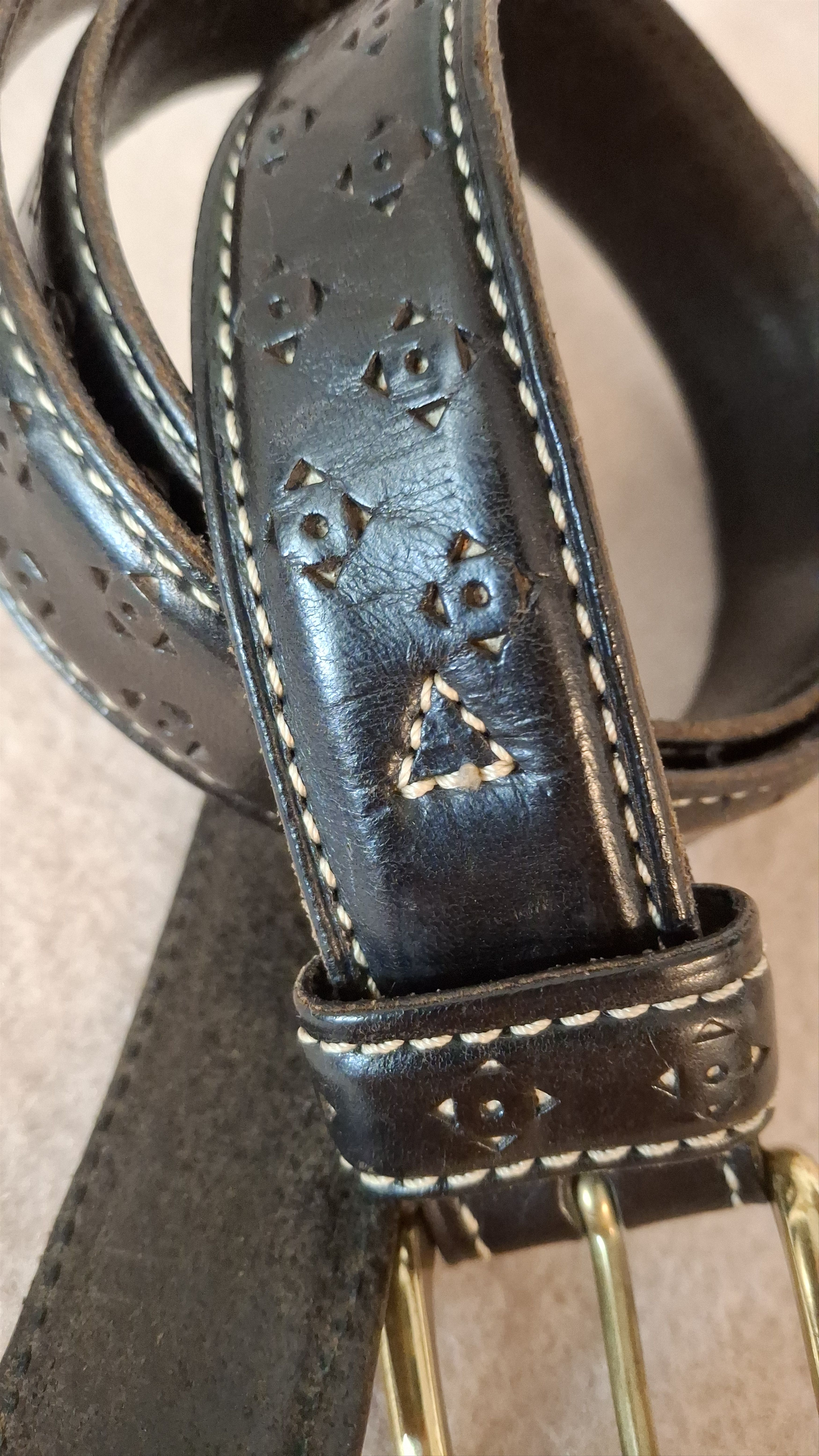 Felisi Embossed Black Leather Belt – Felisi Made in Italy Size 38 - 2 Thumbnail