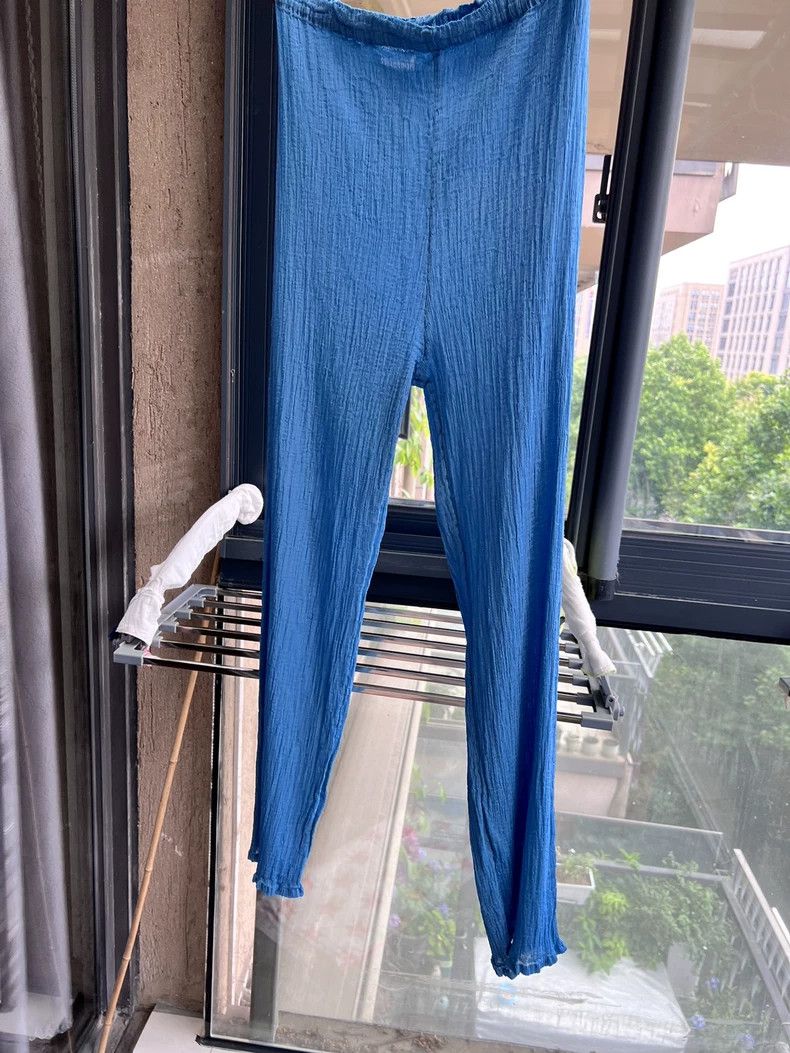 Issey Miyake Issey Miyake size:one size Blue crepe short-sleeved shirt Size S / US 4 / IT 40 - 6 Thumbnail