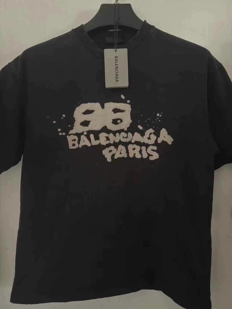 Balenciaga Paris Splatter Print T-Shirt - dmc