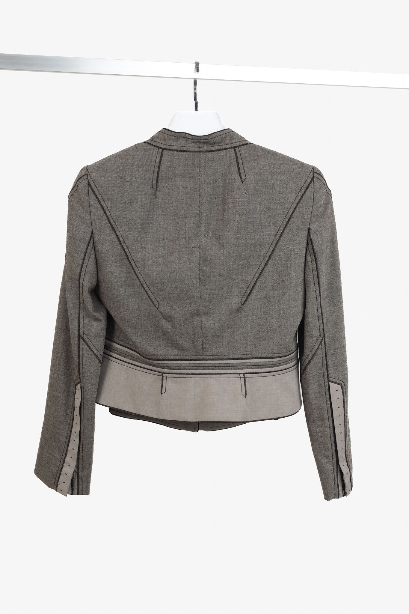 Zac Posen Zac Posen Grey Brown Wool Peplum Jacket Size M / US 6-8 / IT 42-44 - 2 Thumbnail